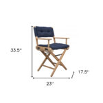 Navy Blue and Brown Teak Director Chair with Cushion
