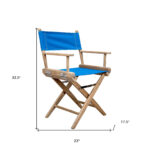 Blue And Brown Teak Folding Director Chair with Sunbrella Cushion