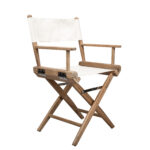 23" Brown and Ivory Natural Wood Indoor Outdoor Director Chair