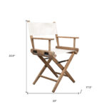 23" Brown and Ivory Natural Wood Indoor Outdoor Director Chair