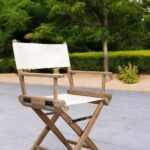 23" Brown and Ivory Natural Wood Indoor Outdoor Director Chair