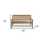 60" Teak Solid Wood Outdoor Bench, Durable and Water-Resistant