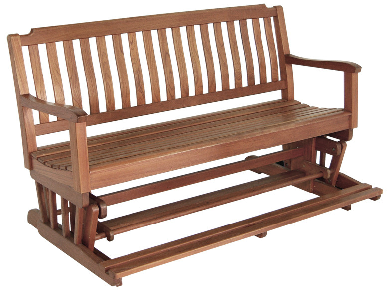 60" Brown Teak Wood Outdoor Glider Bench, Weather-Resistant 1 60" Brown Teak Wood Outdoor Glider Bench, Weather-Resistant