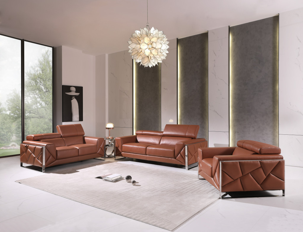 Three Piece Italian Leather Sofa, Loveseat, Accent Chair Set 6 Three Piece Italian Leather Sofa, Loveseat, Accent Chair Set - Image 6