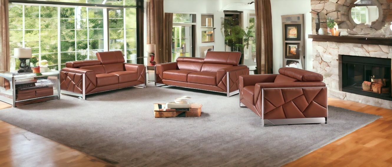 Three Piece Italian Leather Sofa, Loveseat, Accent Chair Set 2 Three Piece Italian Leather Sofa, Loveseat, Accent Chair Set - Image 2