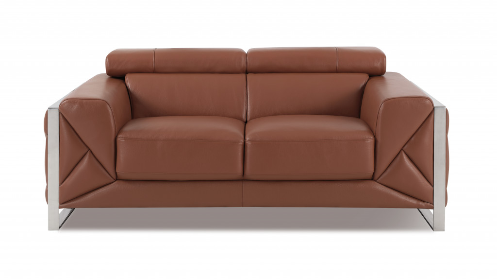 Camel Italian Leather Sofa and Loveseat Set, Seats 5 3 Camel Italian Leather Sofa and Loveseat Set, Seats 5 - Image 3