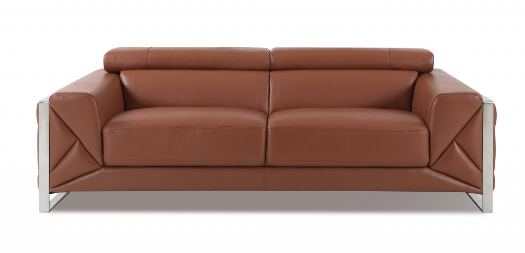 Camel Italian Leather Sofa and Loveseat Set, Seats 5 4 Camel Italian Leather Sofa and Loveseat Set, Seats 5 - Image 4