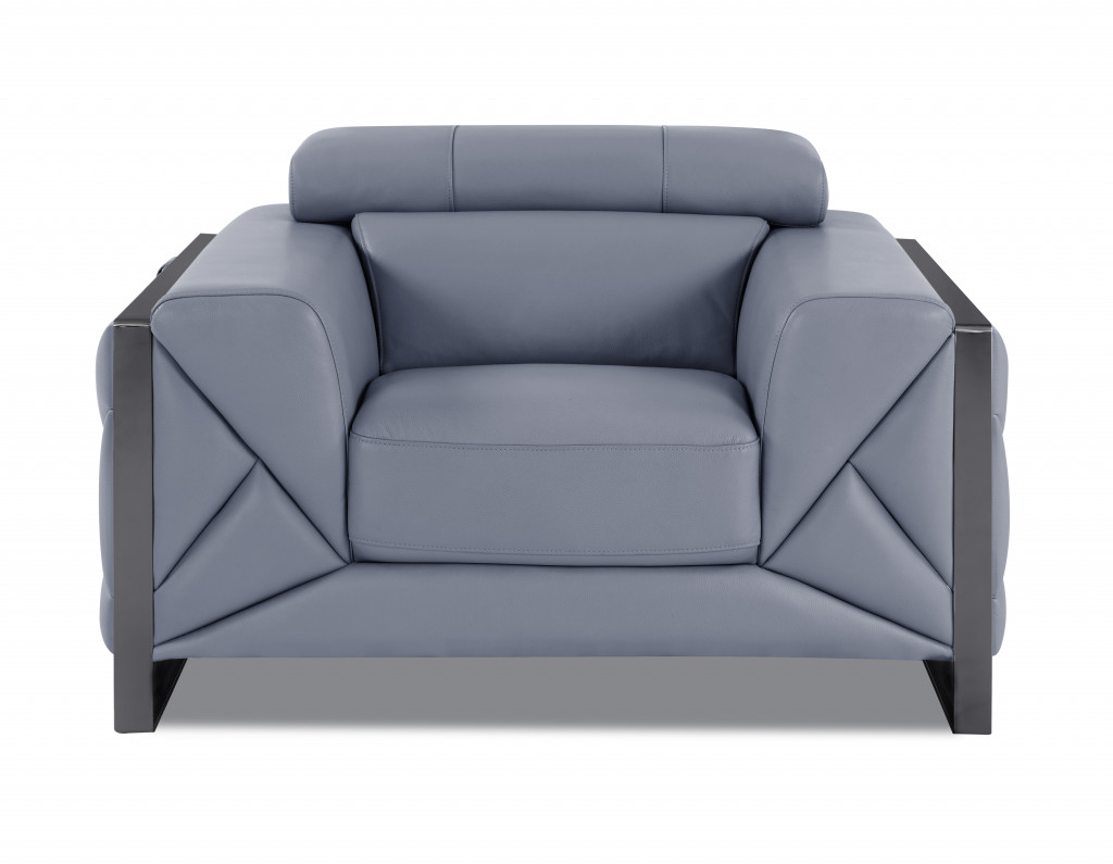 Light Blue Italian Leather 3-Piece Seating Set for Six 3 Light Blue Italian Leather 3-Piece Seating Set for Six - Image 3