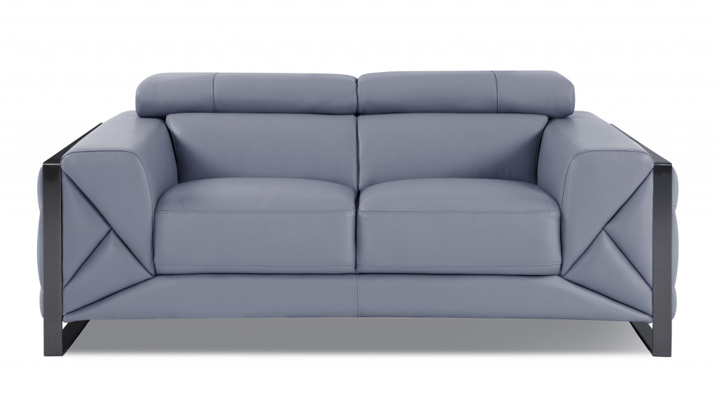 Light Blue Italian Leather 3-Piece Seating Set for Six 4 Light Blue Italian Leather 3-Piece Seating Set for Six - Image 4