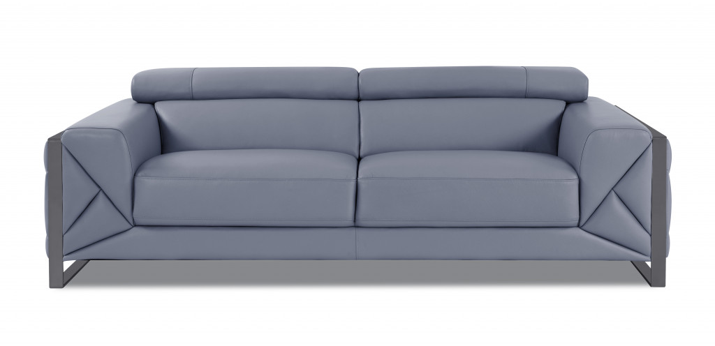 Light Blue Italian Leather 3-Piece Seating Set for Six 5 Light Blue Italian Leather 3-Piece Seating Set for Six - Image 5