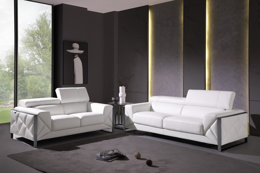 White Italian Leather Sofa and Loveseat Set, Seats 5 6 White Italian Leather Sofa and Loveseat Set, Seats 5 - Image 6