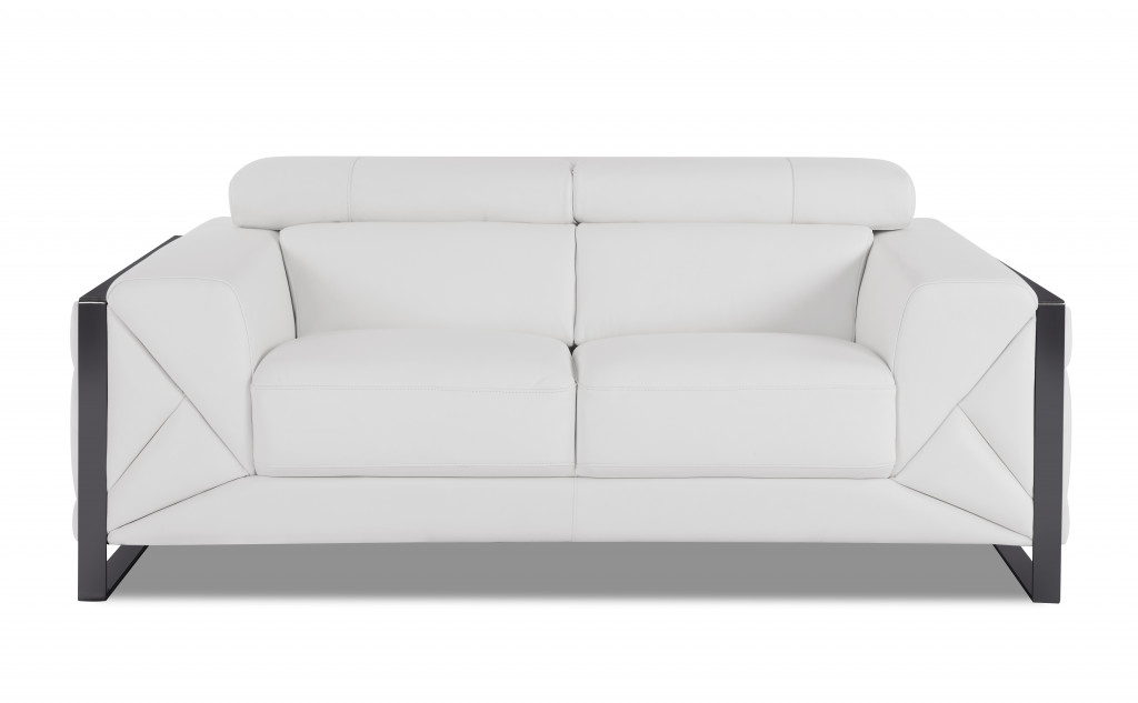 White Italian Leather Sofa and Loveseat Set, Seats 5 3 White Italian Leather Sofa and Loveseat Set, Seats 5 - Image 3