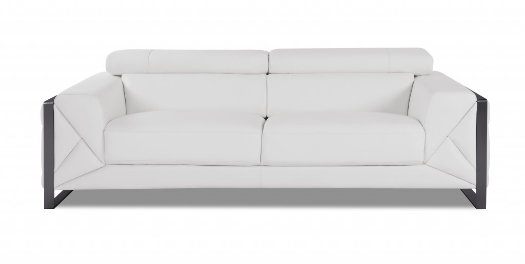White Italian Leather Sofa and Loveseat Set, Seats 5 4 White Italian Leather Sofa and Loveseat Set, Seats 5 - Image 4