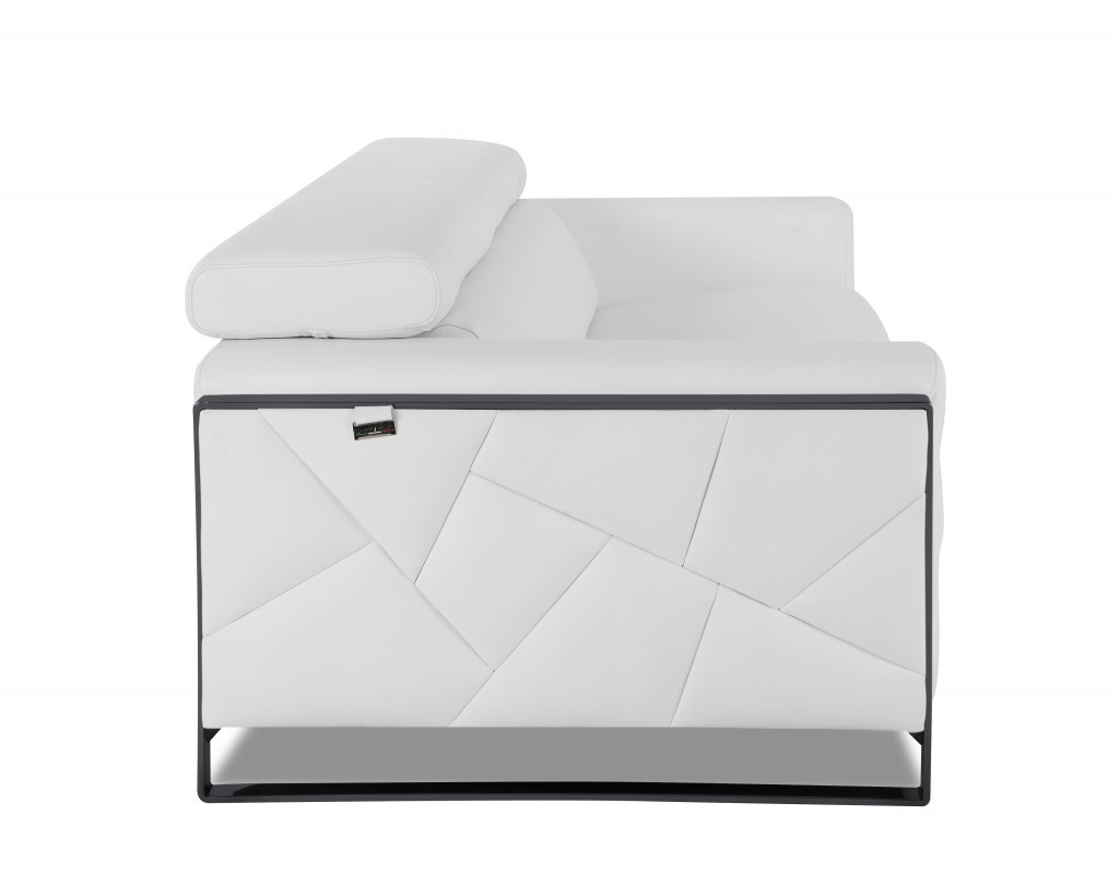White Italian Leather Sofa and Loveseat Set, Seats 5 5 White Italian Leather Sofa and Loveseat Set, Seats 5 - Image 5