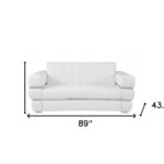 Two Piece White Italian Leather Sofa and Loveseat Seating Set