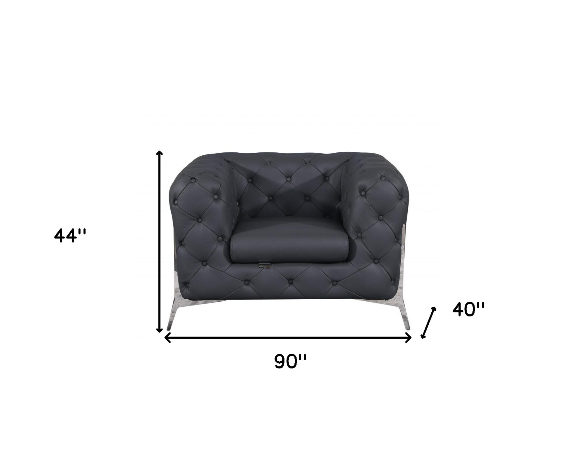 Dark Gray Italian Leather Seating Set, Six Person, Three Piece 7 Dark Gray Italian Leather Seating Set, Six Person, Three Piece - Image 7