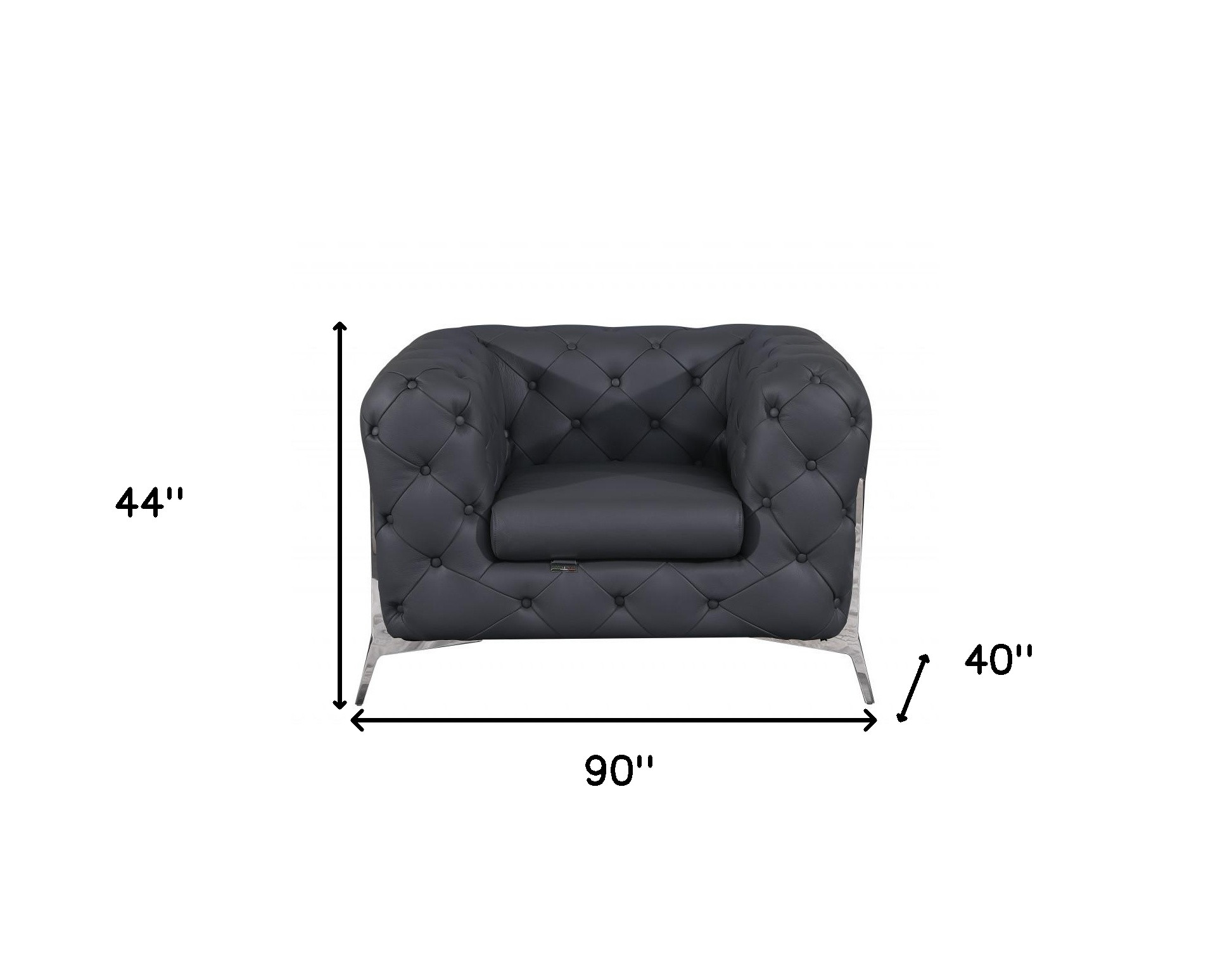 Dark Gray Italian Leather Seating Set, Six Person, Three Piece 14 Dark Gray Italian Leather Seating Set, Six Person, Three Piece
