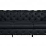 Italian Leather Black Seating Set, Three Pieces, Seats Five