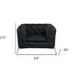 Italian Leather Black Seating Set, Three Pieces, Seats Five