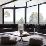 Italian Leather Black Seating Set, Three Pieces, Seats Five