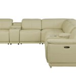 123" Beige Italian Leather U Shaped Power Reclining Sectional 10 123" Beige Italian Leather U Shaped Power Reclining Sectional