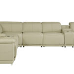123" Beige Italian Leather U Shaped Power Reclining Sectional 12 123" Beige Italian Leather U Shaped Power Reclining Sectional