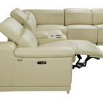 123" Beige Italian Leather U Shaped Power Reclining Sectional 16 123" Beige Italian Leather U Shaped Power Reclining Sectional