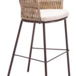 Outdoor Modern Barstool with Cushions and Steel Frame (Set of 2)