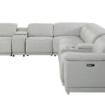 Light Gray Italian Leather Power Reclining U-Shaped Sectional with Console 12 Light Gray Italian Leather Power Reclining U-Shaped Sectional with Console