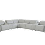 Light Gray Italian Leather Power Reclining U-Shaped Sectional with Console 14 Light Gray Italian Leather Power Reclining U-Shaped Sectional with Console