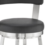 30-Inch Black and Silver Swivel Backless Bar Stool With Footrest