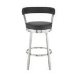 30-Inch Black and Silver Swivel Backless Bar Stool With Footrest