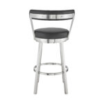 30-Inch Black and Silver Swivel Backless Bar Stool With Footrest