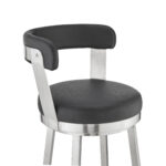30-Inch Black and Silver Swivel Backless Bar Stool With Footrest