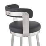30-Inch Black and Silver Swivel Backless Bar Stool With Footrest