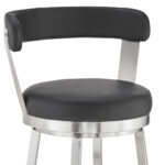 30-Inch Black and Silver Swivel Backless Bar Stool With Footrest