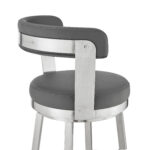 26-Inch Gray and Silver Iron Swivel Backless Bar Stool