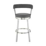 26-Inch Gray and Silver Iron Swivel Backless Bar Stool