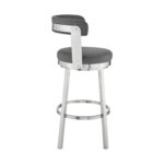 26-Inch Gray and Silver Iron Swivel Backless Bar Stool