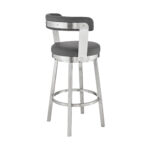 26-Inch Gray and Silver Iron Swivel Backless Bar Stool