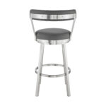 26-Inch Gray and Silver Iron Swivel Backless Bar Stool
