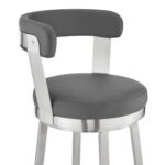 26-Inch Gray and Silver Iron Swivel Backless Bar Stool