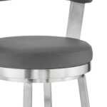 26-Inch Gray and Silver Iron Swivel Backless Bar Stool