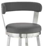 26-Inch Gray and Silver Iron Swivel Backless Bar Stool