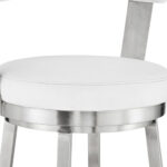 26 Inch White and Silver Swivel Backless Counter Height Bar Stool 18 26 Inch White and Silver Swivel Backless Counter Height Bar Stool