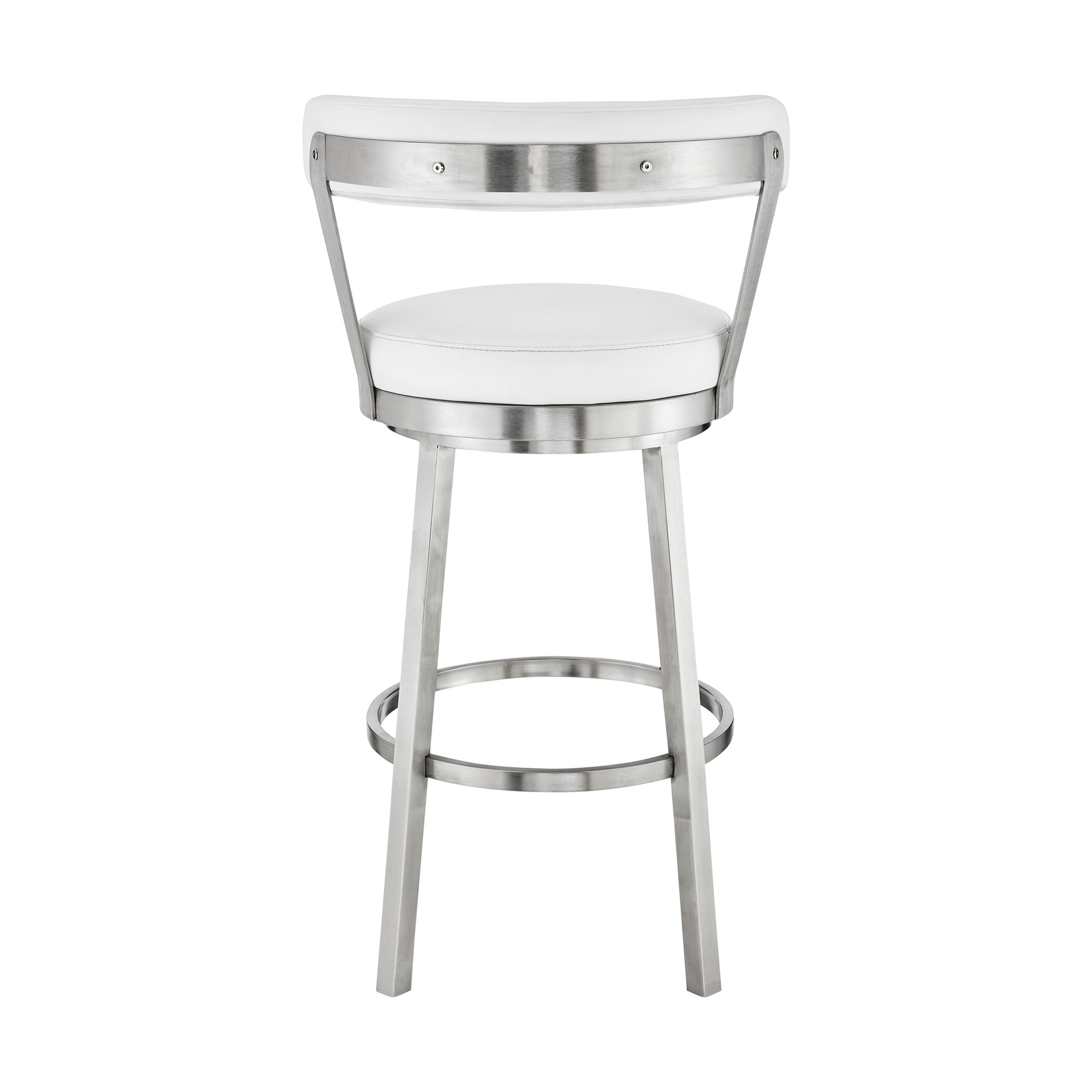 26 Inch White and Silver Swivel Backless Counter Height Bar Stool 5 26 Inch White and Silver Swivel Backless Counter Height Bar Stool - Image 5