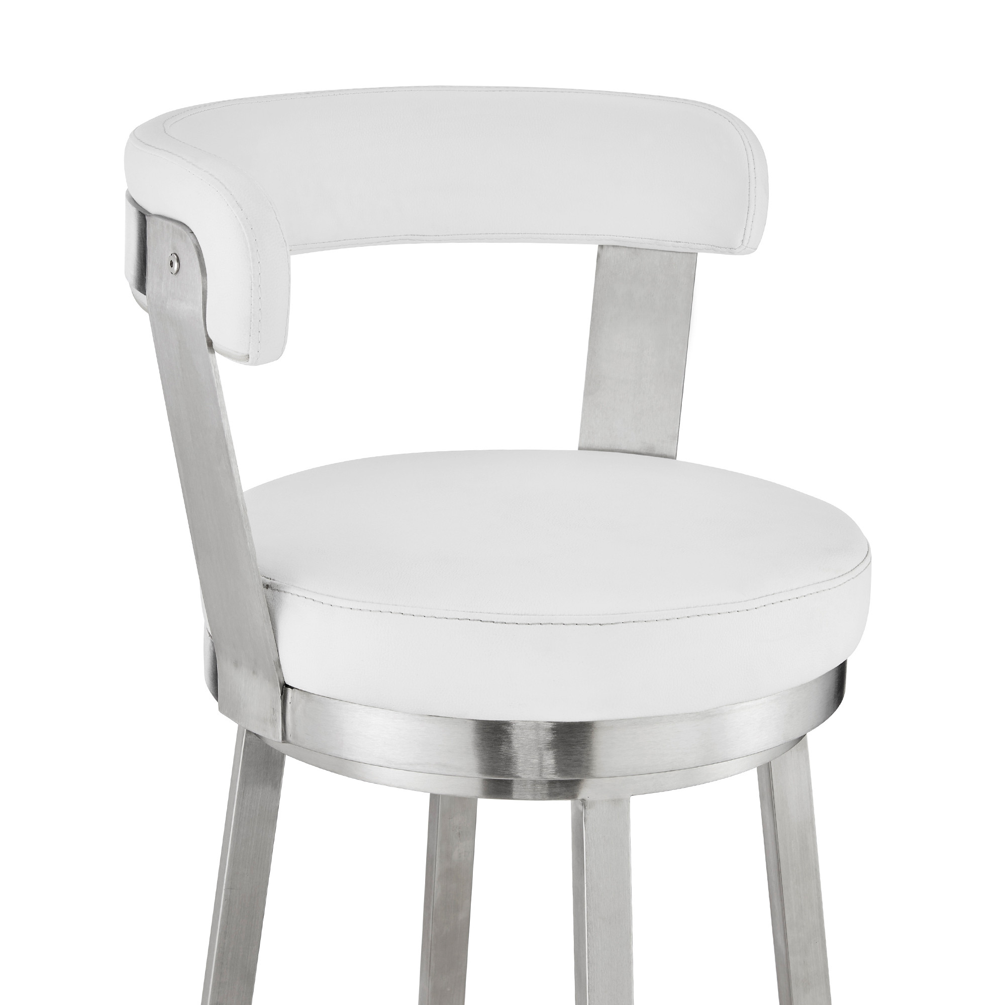 26 Inch White and Silver Swivel Backless Counter Height Bar Stool 7 26 Inch White and Silver Swivel Backless Counter Height Bar Stool - Image 7
