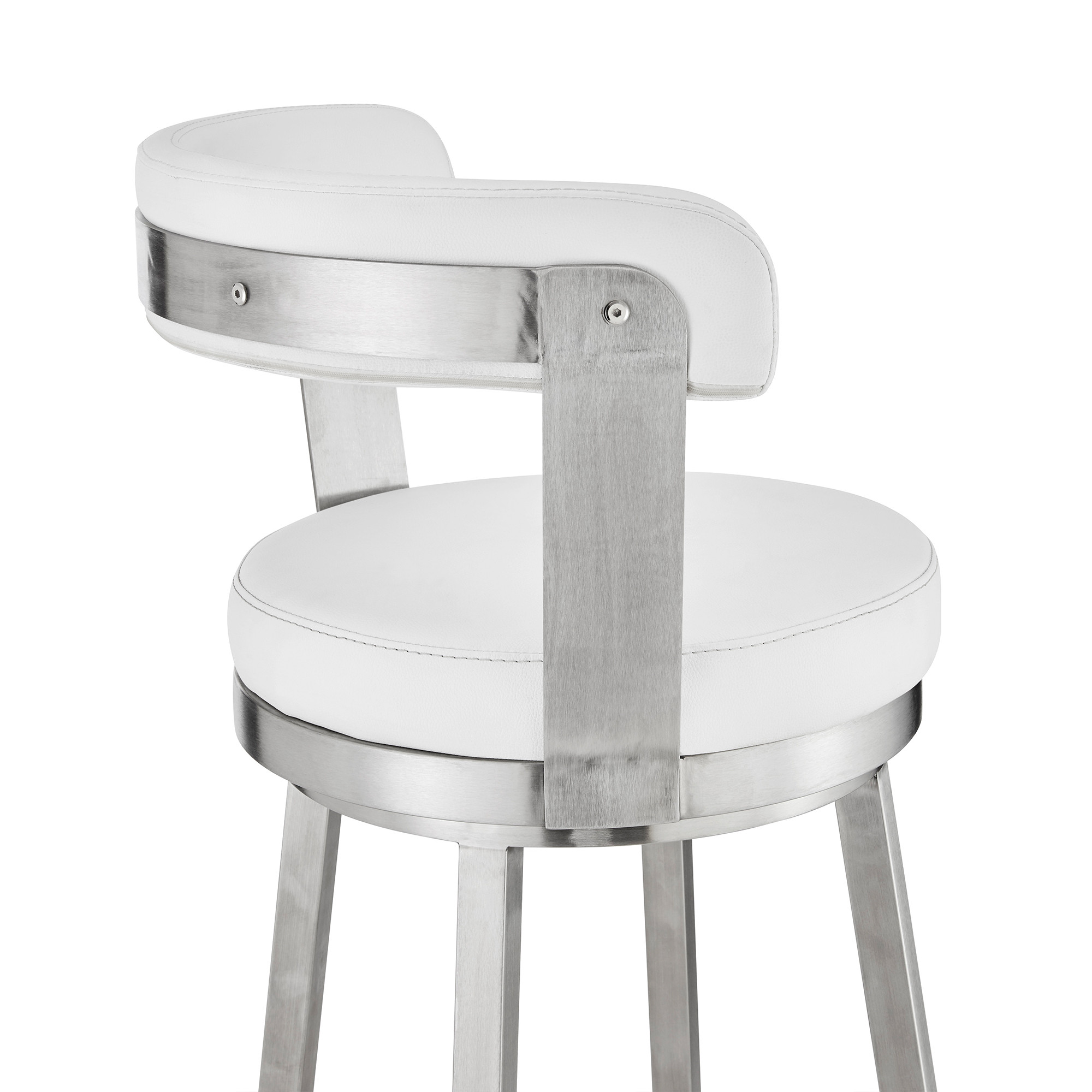 26 Inch White and Silver Swivel Backless Counter Height Bar Stool 8 26 Inch White and Silver Swivel Backless Counter Height Bar Stool - Image 8