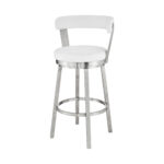 26 Inch White and Silver Swivel Backless Counter Height Bar Stool 15 26 Inch White and Silver Swivel Backless Counter Height Bar Stool