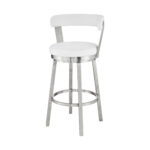 30" White and Silver Swivel Backless Bar Height Bar Stool